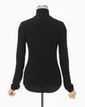Shirring Jersey Jacquard High Neck Top - black