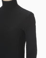 Shirring Jersey Jacquard High Neck Top - black
