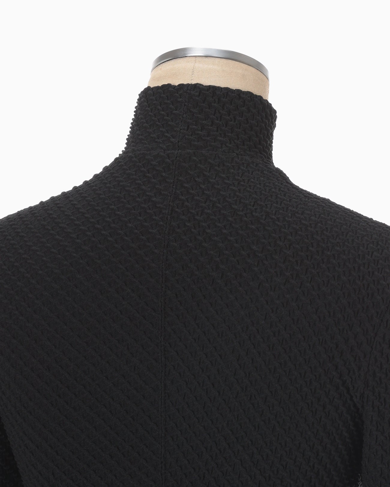 Shirring Jersey Jacquard High Neck Top - black - Mame Kurogouchi