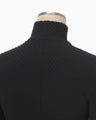 Shirring Jersey Jacquard High Neck Top - black