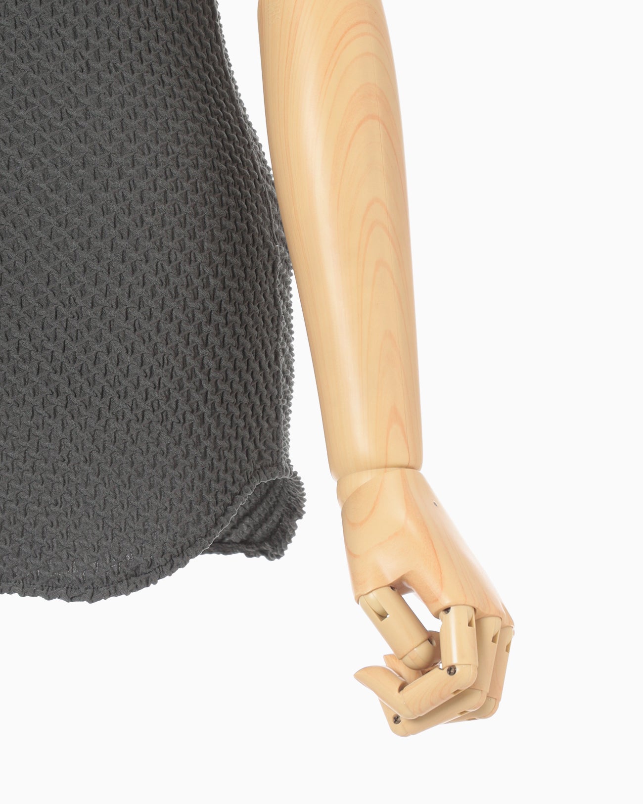 Shirring Jersey Jacquard Sleeveless Top - grey