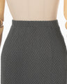 Shirring Jersey Jacquard Flared Skirt - grey