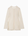 Hybrid Yarn Wool Jersey Front Slit Top - beige