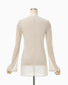 Hybrid Yarn Wool Jersey Front Slit Top - beige