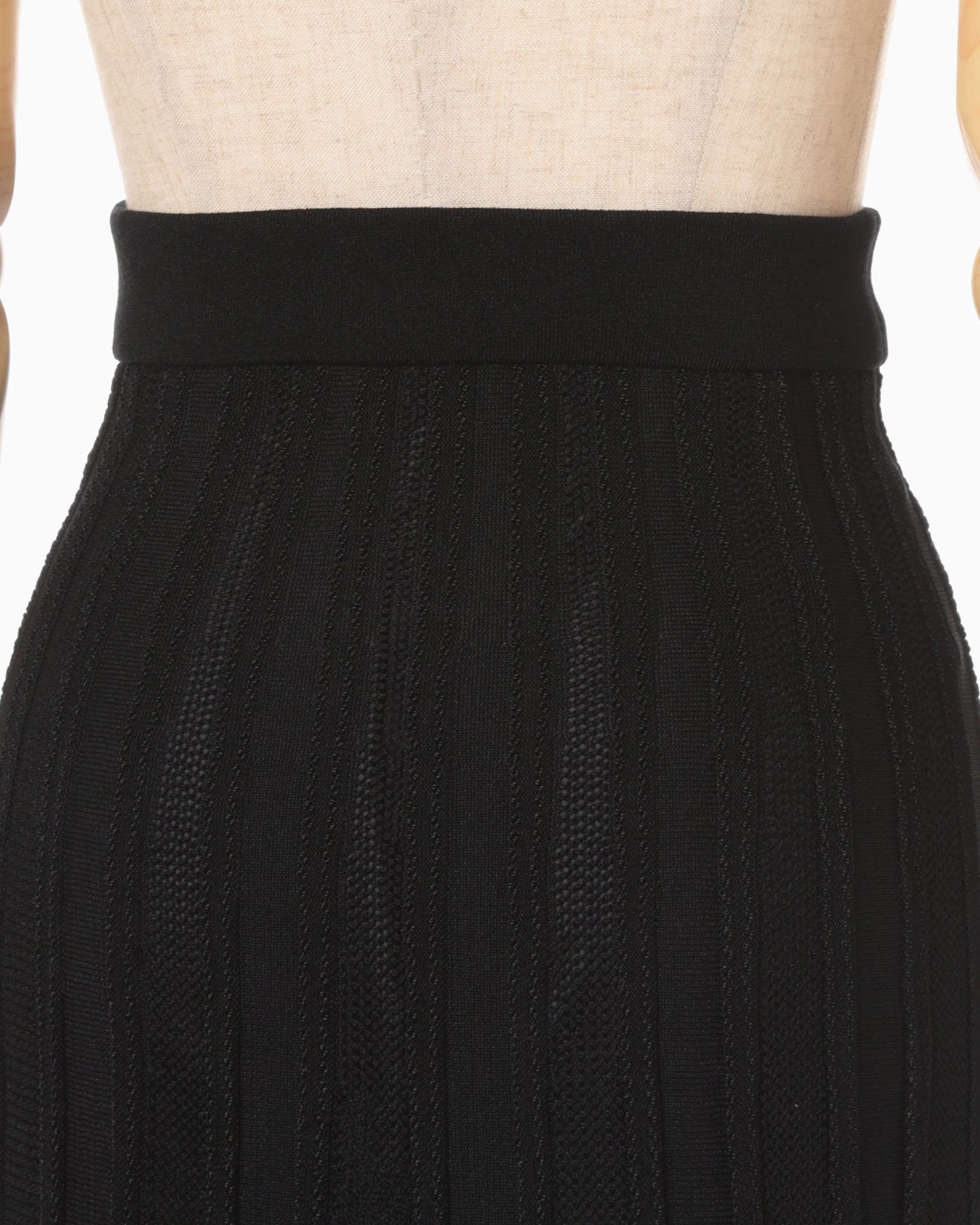 Watermark Pattern Pleated Knitted Skirt - black