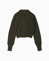 Detachable Embroidery Collar Knitted Cardigan - khaki