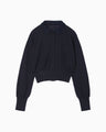Detachable Embroidery Collar Knitted Cardigan - navy