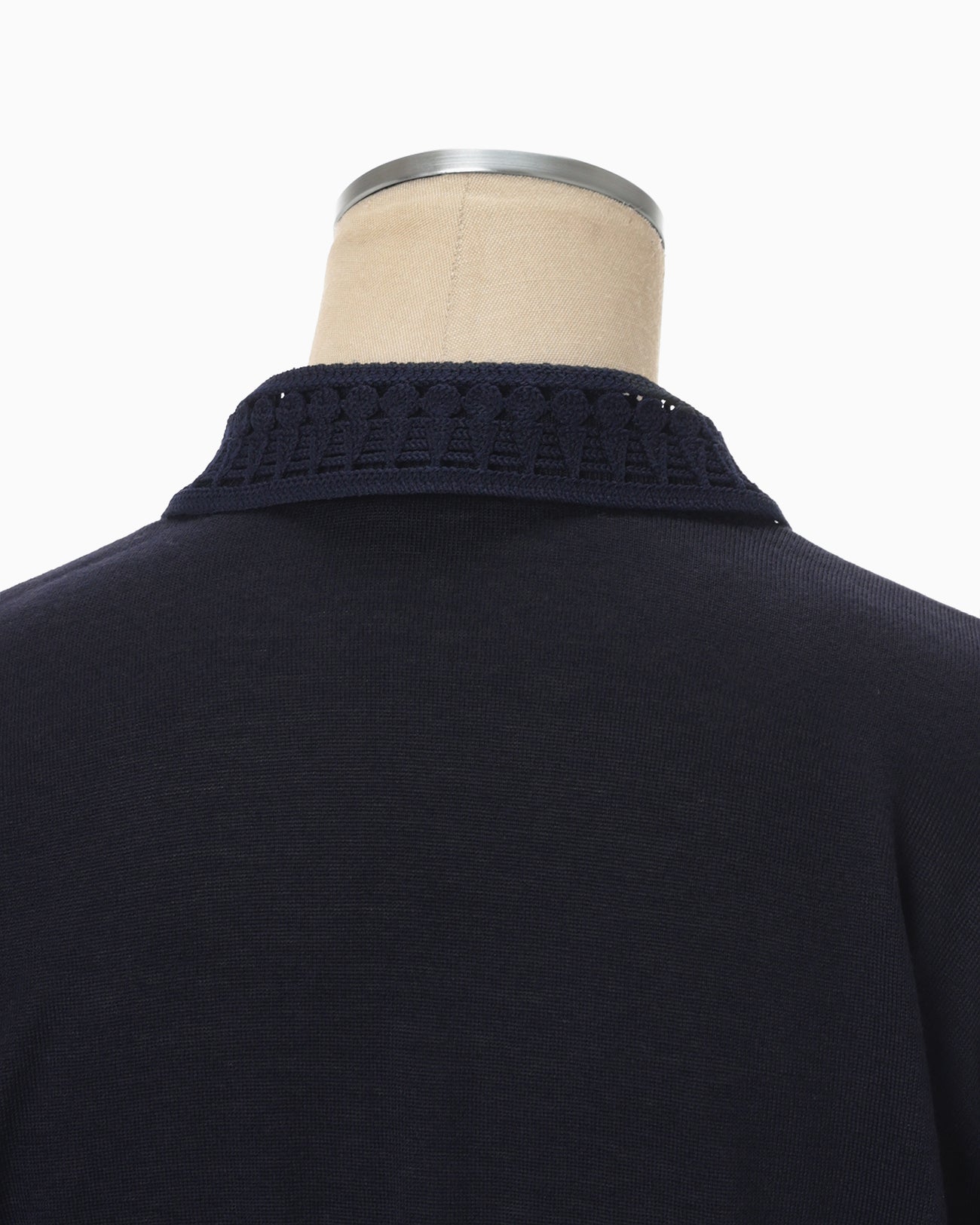 Detachable Embroidery Collar Knitted Cardigan - navy