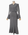 Openwork Pattern Knitted Dress - grey