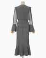 Openwork Pattern Knitted Dress - grey