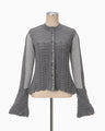 Openwork Pattern Knitted Cardigan - grey