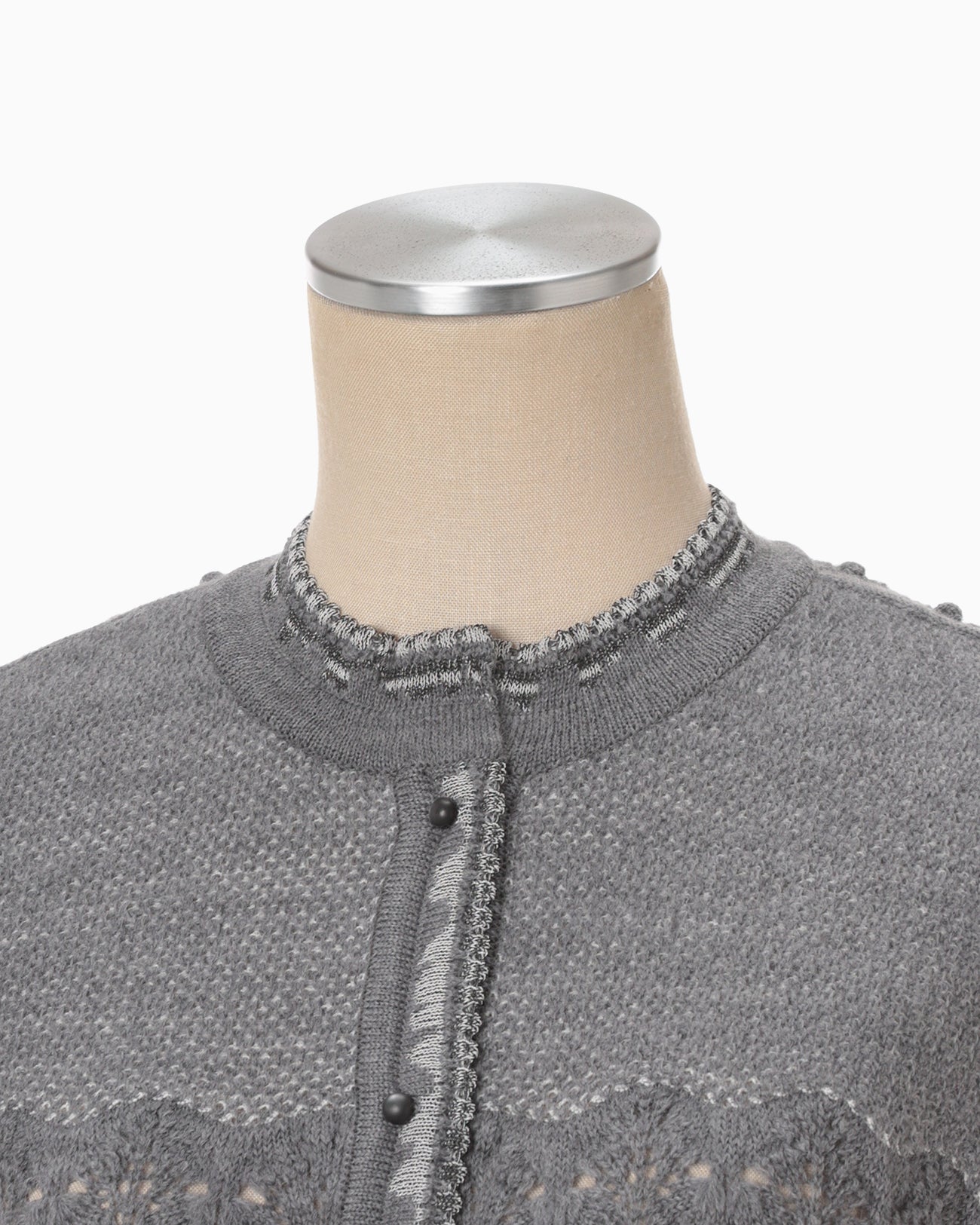 Openwork Pattern Knitted Cardigan - grey