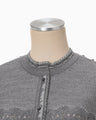 Openwork Pattern Knitted Cardigan - grey