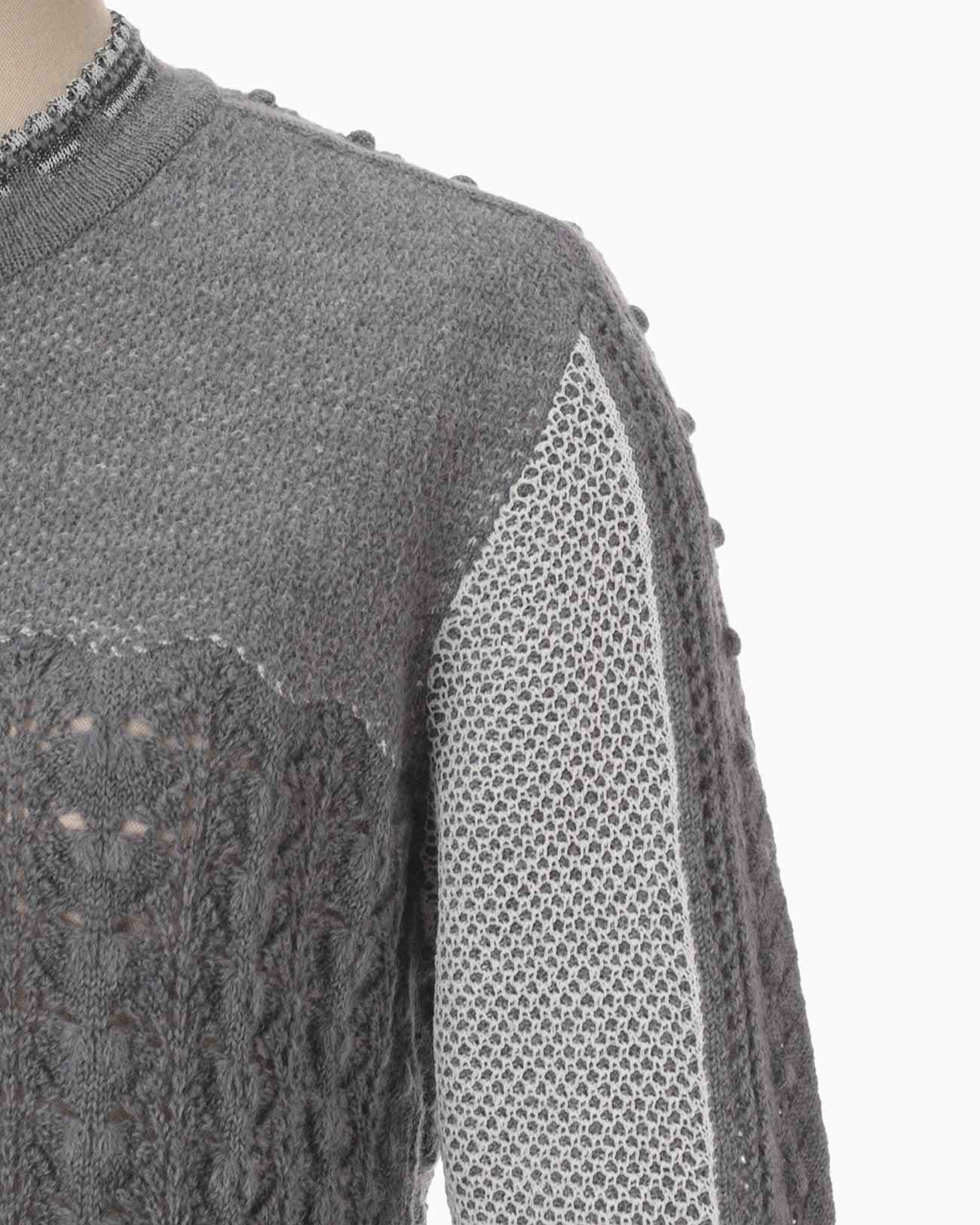 Openwork Pattern Knitted Cardigan - grey