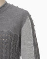 Openwork Pattern Knitted Cardigan - grey