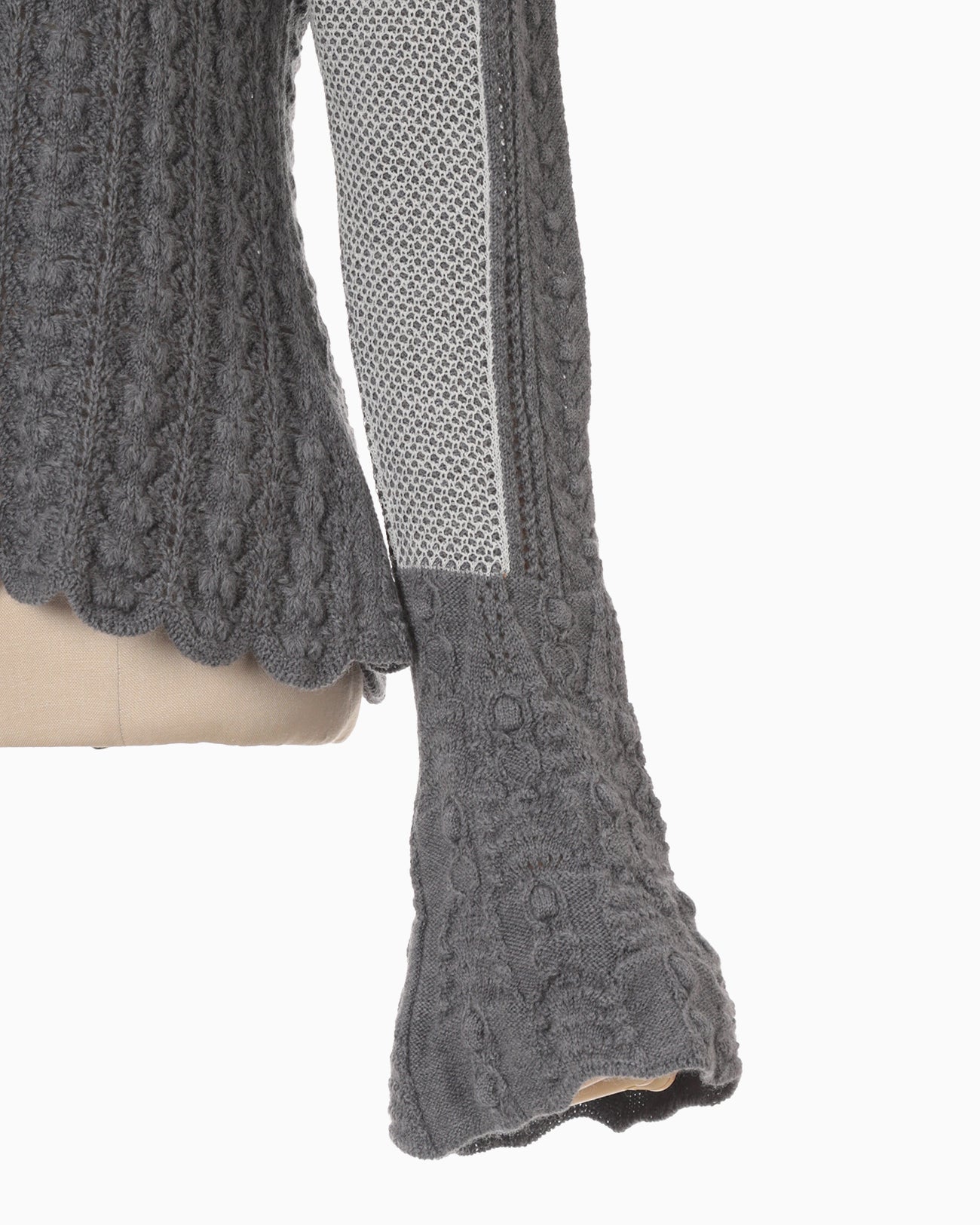 Openwork Pattern Knitted Cardigan - grey