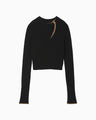 "Kintsugi" Crew Neck Knitted Top - black