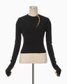 "Kintsugi" Crew Neck Knitted Top - black