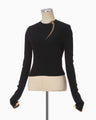 "Kintsugi" Crew Neck Knitted Top - black