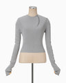 "Kintsugi" Crew Neck Knitted Top - grey