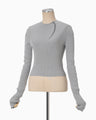 "Kintsugi" Crew Neck Knitted Top - grey