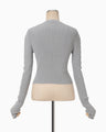 "Kintsugi" Crew Neck Knitted Top - grey