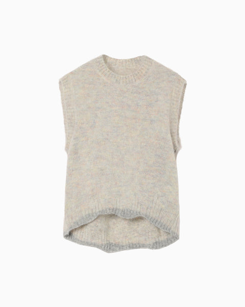 Mohair Knitted Sleeveless Top - white