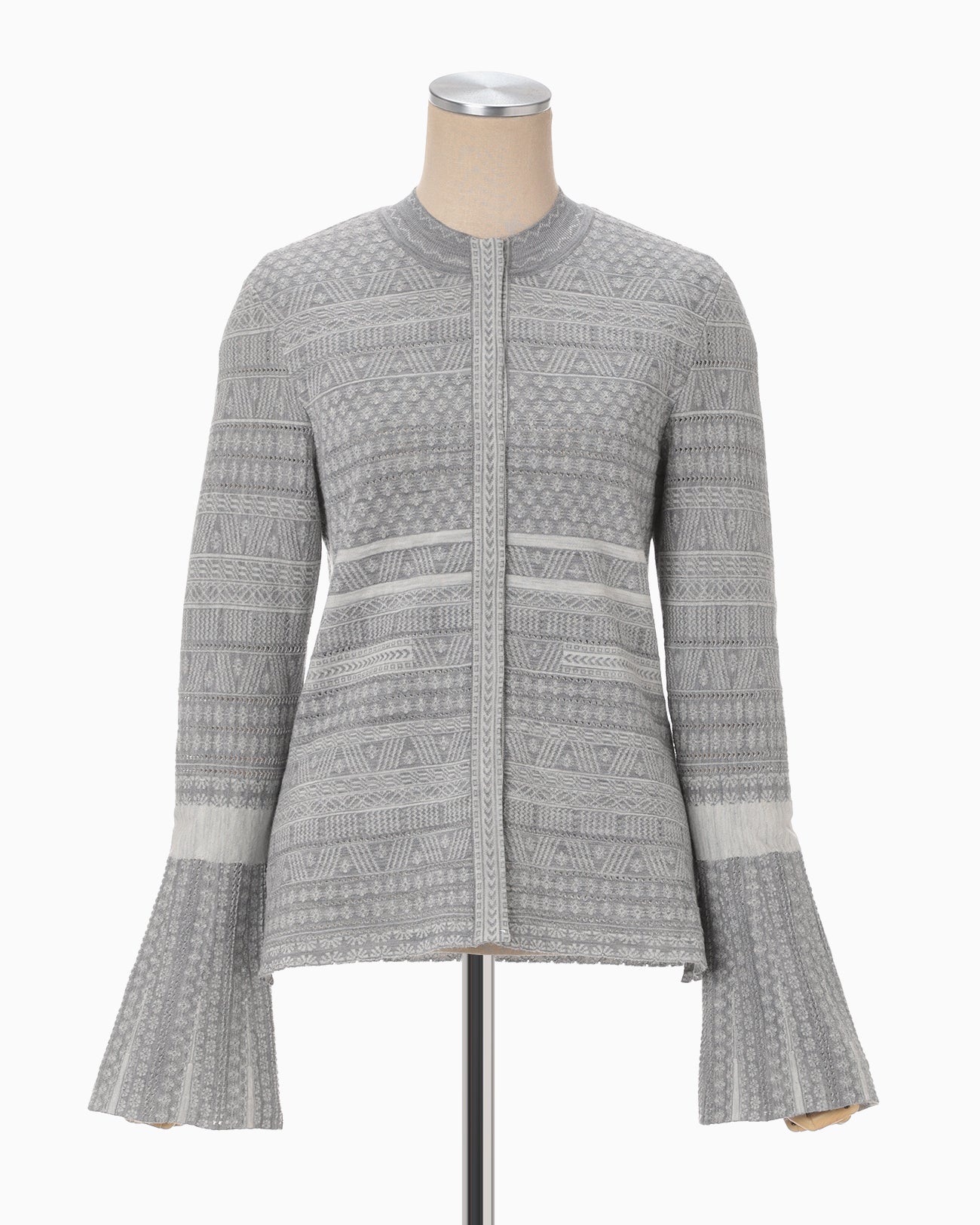 "Mishima Karatsu" Floral Pattern Knitted Cardigan - grey