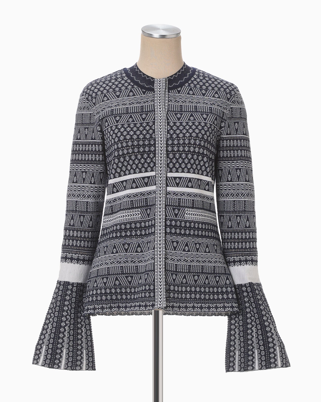 "Mishima Karatsu" Floral Pattern Knitted Cardigan - navy