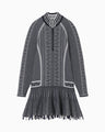 "Mishima Karatsu" Floral Pattern Knitted Mini Dress - navy