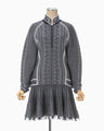 "Mishima Karatsu" Floral Pattern Knitted Mini Dress - navy