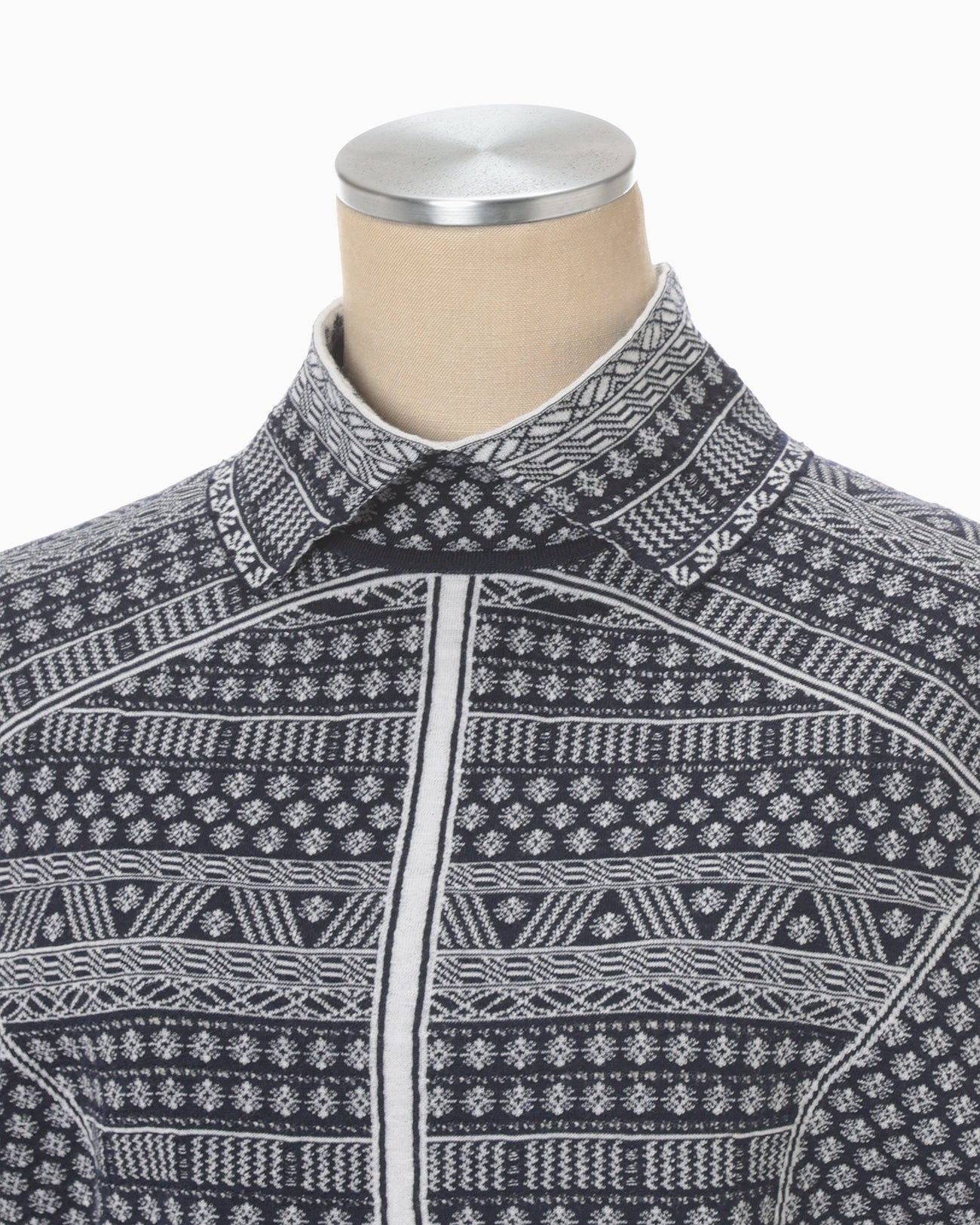 "Mishima Karatsu" Small Floral Pattern Knitted Top - navy