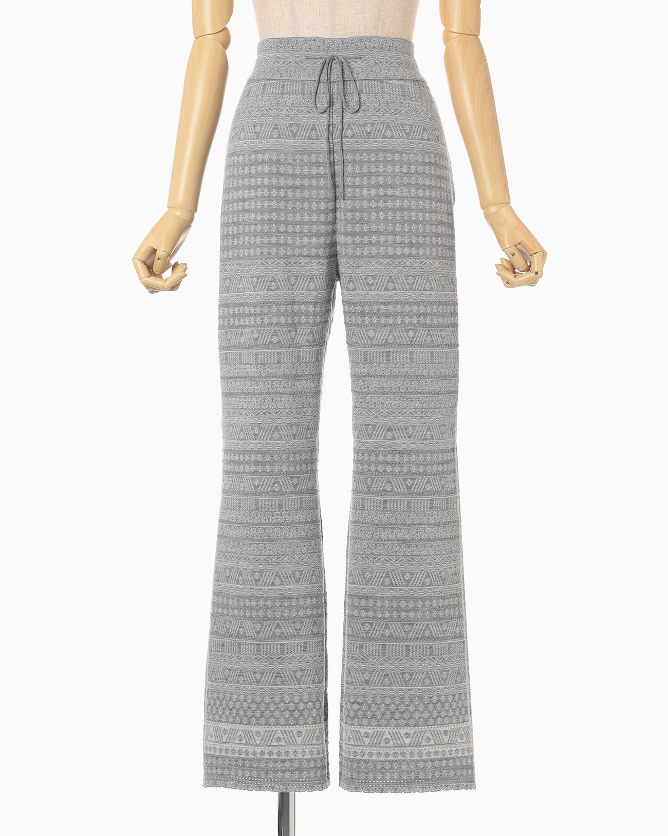 "Mishima Karatsu" Small Floral Pattern Knitted Trousers - grey