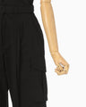 Organic Cotton Twill High Waisted Cargo Trousers - black