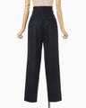 Wool Flannel Wide Tapered Trousers - navy