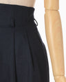 Wool Flannel Wide Tapered Trousers - navy