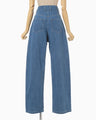 Floral Embossed Wide Leg Jeans - blue