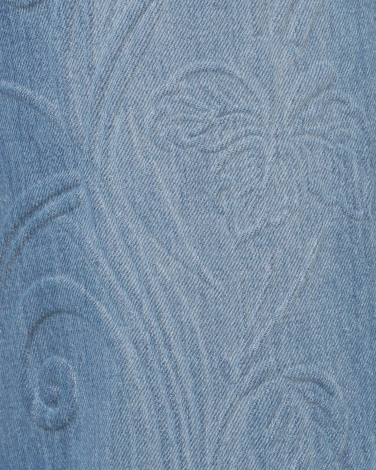Floral Embossed Wide Leg Jeans - blue