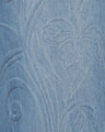 Floral Embossed Wide Leg Jeans - blue