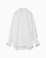 Floral Jacquard Cotton Oversized Shirt - white
