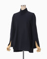Light Wool Max Gabadine High Neck Blouse - navy
