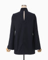 Light Wool Max Gabadine High Neck Blouse - navy