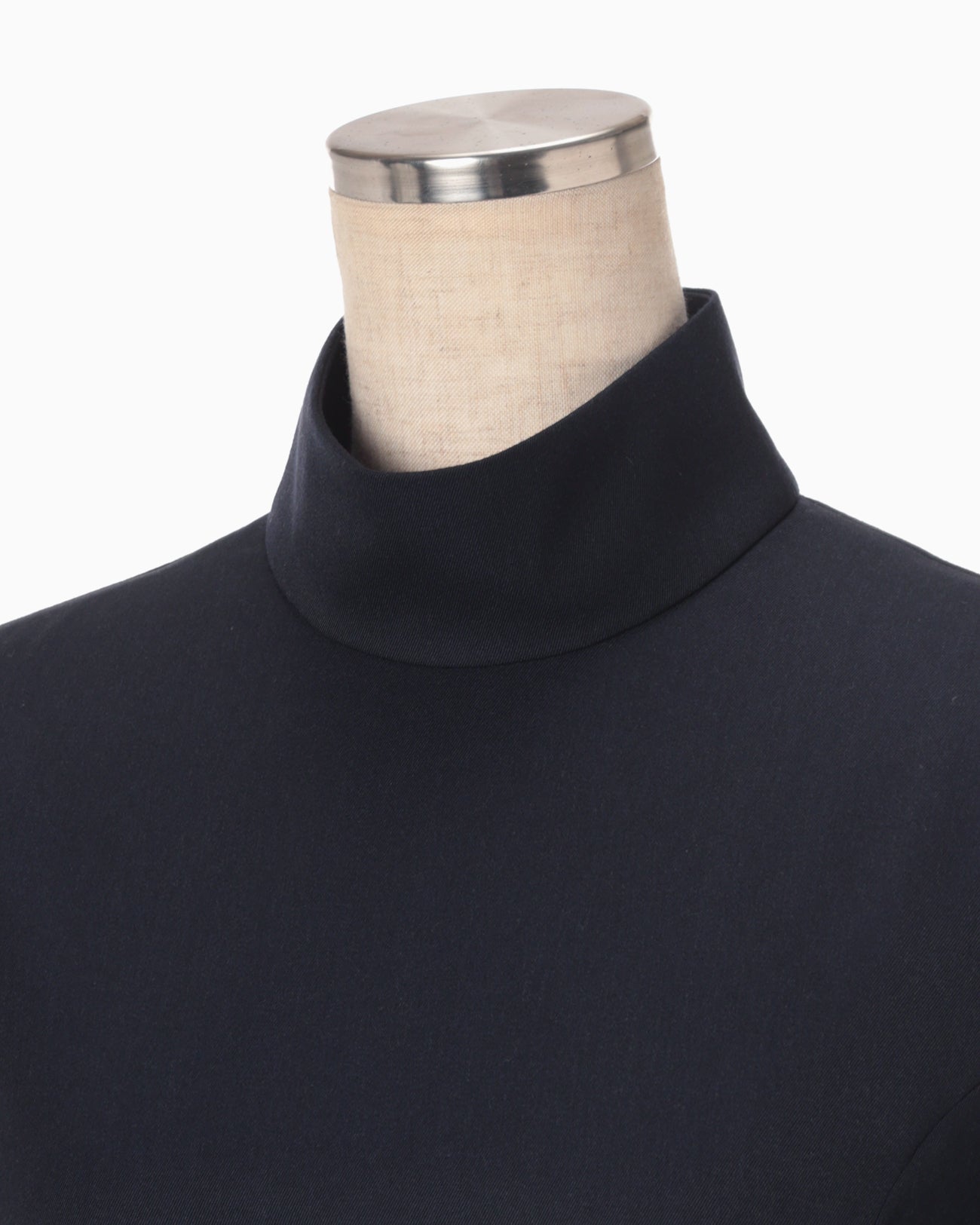 Light Wool Max Gabadine High Neck Blouse - navy