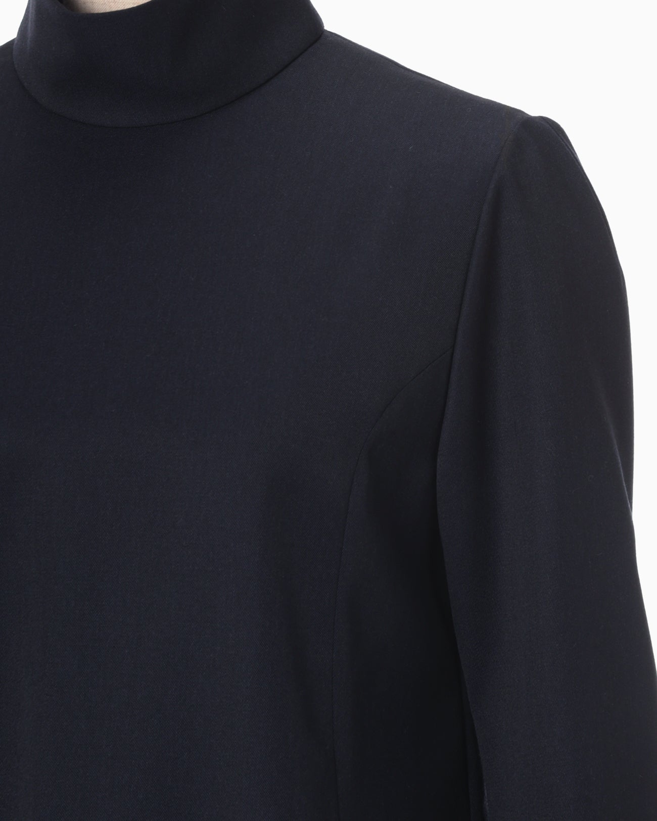 Light Wool Max Gabadine High Neck Blouse - navy