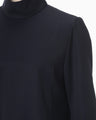 Light Wool Max Gabadine High Neck Blouse - navy