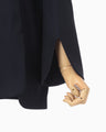 Light Wool Max Gabadine High Neck Blouse - navy