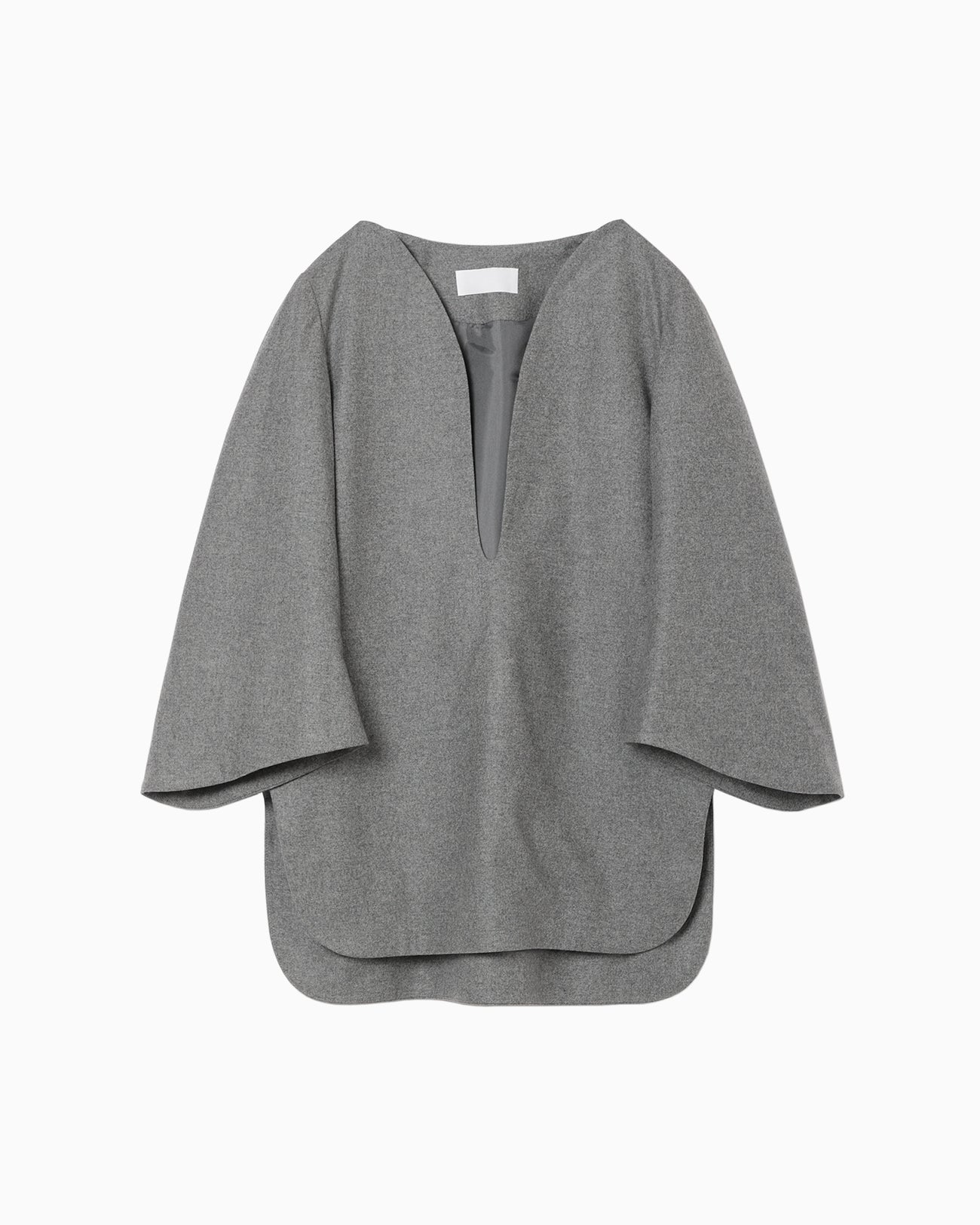 Wool Flannel Plunge Top - grey - Mame Kurogouchi