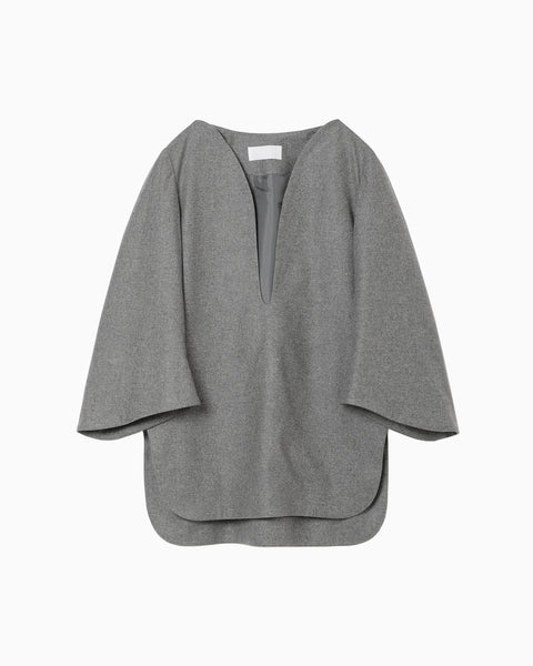 Wool Flannel Plunge Top - grey