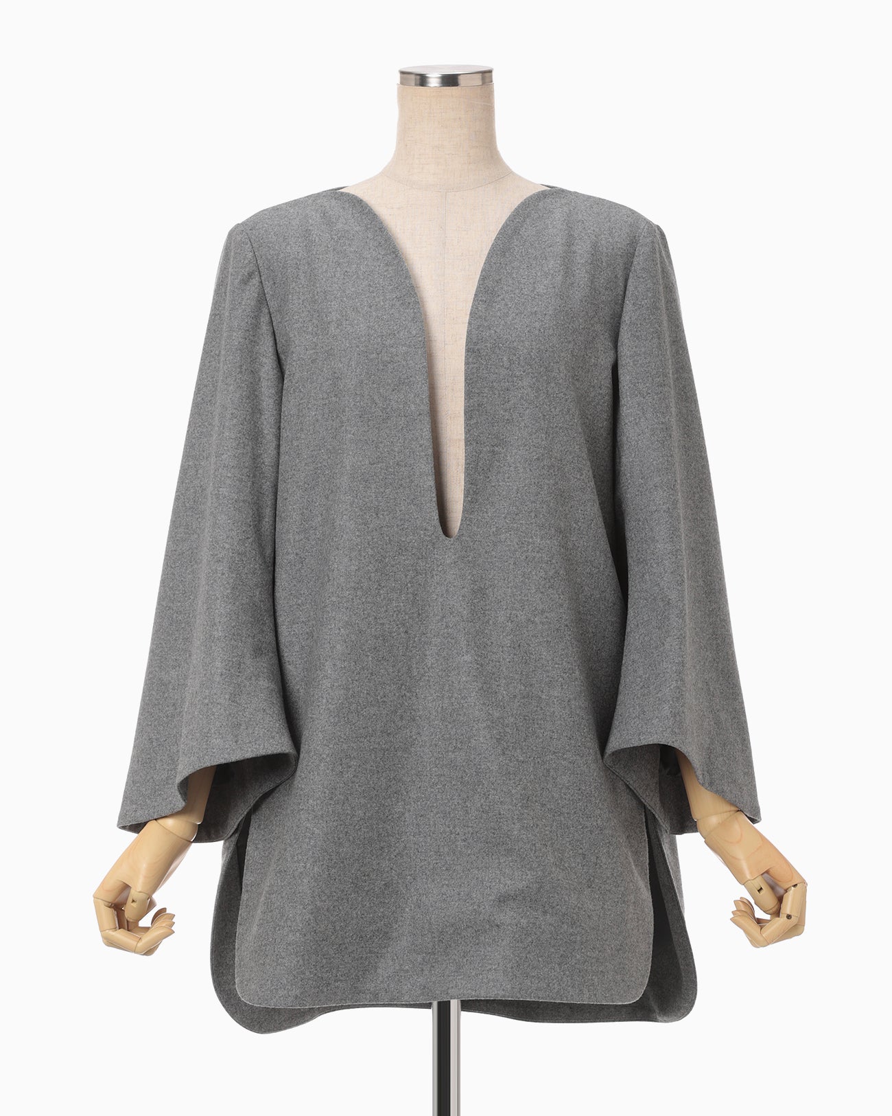 Wool Flannel Plunge Top - grey