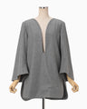 Wool Flannel Plunge Top - grey